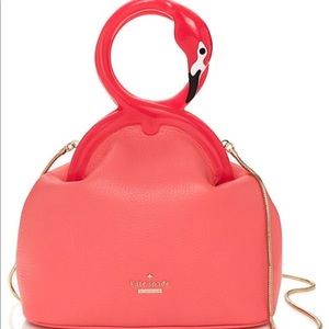Kate Spade 14kt Gold Kissing Flamingo Clutch RARE